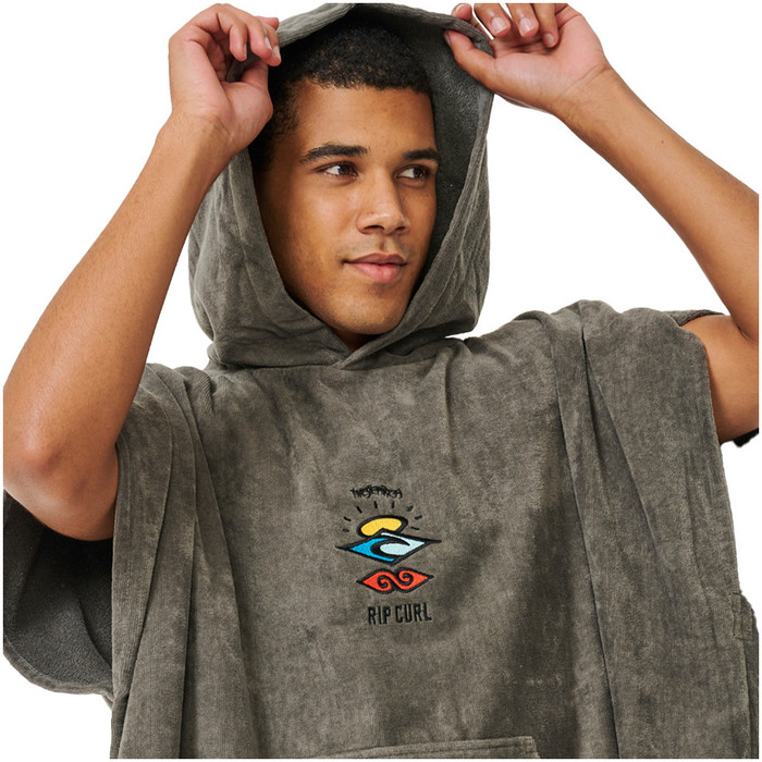2024 Rip Curl Mens Logo Hooded Towel Changing Robe / Poncho 00GMTO - Grey